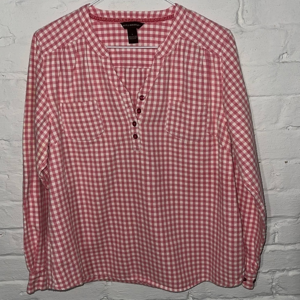 Bit & Bridle Flannel Pullover L